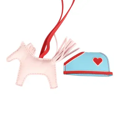 HERMÈS Hermes Rodeo Robeo Coeur Charm PM Rose Darling, Bleu Celeste & Rouge Radieux Milo Lambskin | Thumbnail 3 HERMÈS Hermes Rodeo Robeo Coeur Charm PM Rose Darling, Bleu Celeste & Rouge Radieux Milo Lambskin | Thumbnail 3