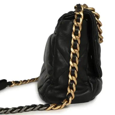 Chanel Pre-owned Chanel Large 19 Flap Bag Black Shiny Lambskin Mixed Metal Hardware | Thumbnail 3 Chanel Pre-owned Chanel Large 19 Flap Bag Black Shiny Lambskin Mixed Metal Hardware | Thumbnail 3