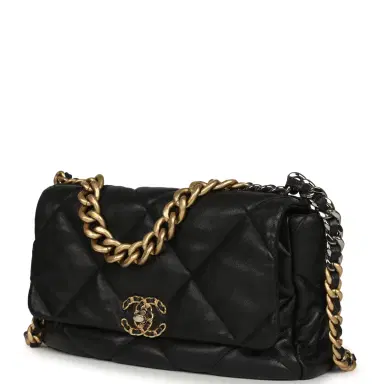 Chanel Pre-owned Chanel Large 19 Flap Bag Black Shiny Lambskin Mixed Metal Hardware | Thumbnail 5 Chanel Pre-owned Chanel Large 19 Flap Bag Black Shiny Lambskin Mixed Metal Hardware | Thumbnail 5