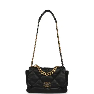 Chanel Pre-owned Chanel Large 19 Flap Bag Black Shiny Lambskin Mixed Metal Hardware | Thumbnail 7 Chanel Pre-owned Chanel Large 19 Flap Bag Black Shiny Lambskin Mixed Metal Hardware | Thumbnail 7