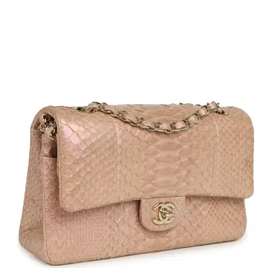 Chanel Pre-owned Chanel Medium Classic Double Flap Bag Iridescent Pink Python Light Gold Hardware | Thumbnail 2 Chanel Pre-owned Chanel Medium Classic Double Flap Bag Iridescent Pink Python Light Gold Hardware | Thumbnail 2