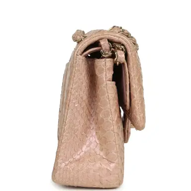 Chanel Pre-owned Chanel Medium Classic Double Flap Bag Iridescent Pink Python Light Gold Hardware | Thumbnail 4 Chanel Pre-owned Chanel Medium Classic Double Flap Bag Iridescent Pink Python Light Gold Hardware | Thumbnail 4