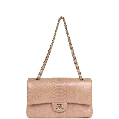 Chanel Pre-owned Chanel Medium Classic Double Flap Bag Iridescent Pink Python Light Gold Hardware | Thumbnail 7 Chanel Pre-owned Chanel Medium Classic Double Flap Bag Iridescent Pink Python Light Gold Hardware | Thumbnail 7