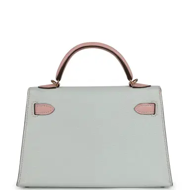 HERMÈS Pre-owned Hermes Special Order (HSS) Kelly Sellier 20 Bleu Brume, Rose Sakura Chevre Permabrass Hardware | Thumbnail 4 HERMÈS Pre-owned Hermes Special Order (HSS) Kelly Sellier 20 Bleu Brume, Rose Sakura Chevre Permabrass Hardware | Thumbnail 4