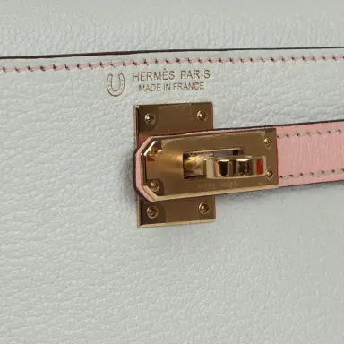 HERMÈS Pre-owned Hermes Special Order (HSS) Kelly Sellier 20 Bleu Brume, Rose Sakura Chevre Permabrass Hardware | Thumbnail 7 HERMÈS Pre-owned Hermes Special Order (HSS) Kelly Sellier 20 Bleu Brume, Rose Sakura Chevre Permabrass Hardware | Thumbnail 7