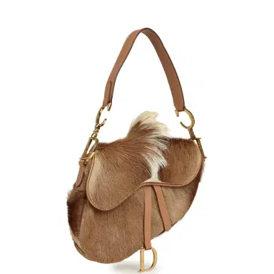 Dior Vintage Christian Dior Mini "Mohawk" Saddle Bag Light Brown, White Pony Hair Gold Hardware | Thumbnail 2 Dior Vintage Christian Dior Mini "Mohawk" Saddle Bag Light Brown, White Pony Hair Gold Hardware | Thumbnail 2