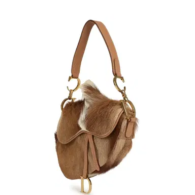 Dior Vintage Christian Dior Mini "Mohawk" Saddle Bag Light Brown, White Pony Hair Gold Hardware | Thumbnail 6 Dior Vintage Christian Dior Mini "Mohawk" Saddle Bag Light Brown, White Pony Hair Gold Hardware | Thumbnail 6