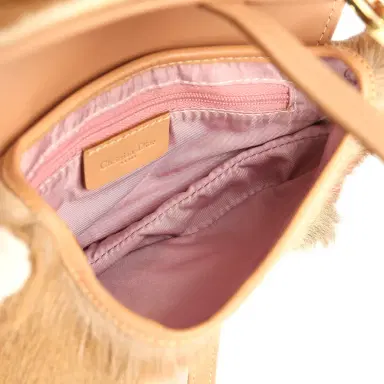 Dior Vintage Christian Dior Mini "Mohawk" Saddle Bag Light Brown, White Pony Hair Gold Hardware | Thumbnail 8 Dior Vintage Christian Dior Mini "Mohawk" Saddle Bag Light Brown, White Pony Hair Gold Hardware | Thumbnail 8