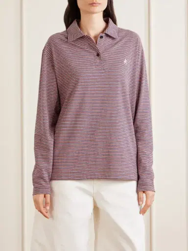 Jil Sander Logo-embroidered Striped Cotton-jersey Polo Shirt | Thumbnail 3 Jil Sander Logo-embroidered Striped Cotton-jersey Polo Shirt | Thumbnail 3
