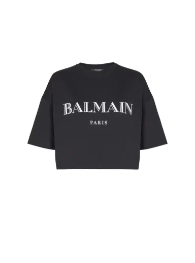 Balmain Boxy cropped T-shirt with print | Thumbnail 1 Balmain Boxy cropped T-shirt with print | Thumbnail 1