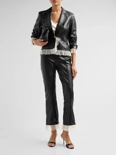 Cinq à Sept Women's Le Petit Roxie Vegan Leather Blazer - Black | Thumbnail 2 Cinq à Sept Women's Le Petit Roxie Vegan Leather Blazer - Black | Thumbnail 2