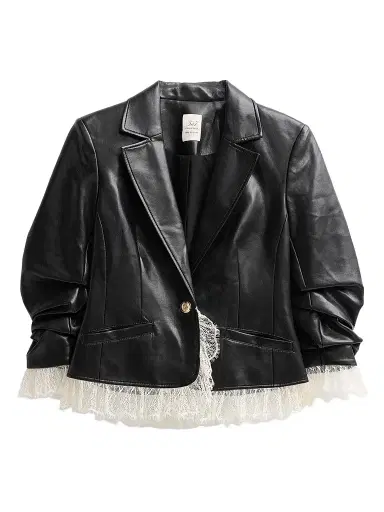 Cinq à Sept Women's Le Petit Roxie Vegan Leather Blazer - Black | Thumbnail 1 Cinq à Sept Women's Le Petit Roxie Vegan Leather Blazer - Black | Thumbnail 1