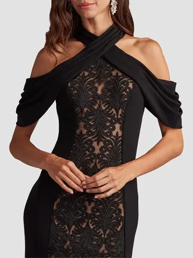 Tadashi Shoji Women's Cold-Shoulder Corded Lace Gown | Thumbnail 5 Tadashi Shoji Women's Cold-Shoulder Corded Lace Gown | Thumbnail 5