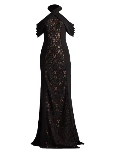 Tadashi Shoji Women's Cold-Shoulder Corded Lace Gown | Thumbnail 1 Tadashi Shoji Women's Cold-Shoulder Corded Lace Gown | Thumbnail 1