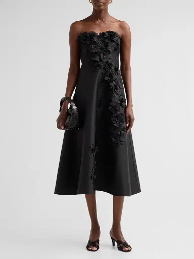 BADGLEY MISCHKA Women's Floral Applique Strapless Cocktail Dress | Thumbnail 2 BADGLEY MISCHKA Women's Floral Applique Strapless Cocktail Dress | Thumbnail 2