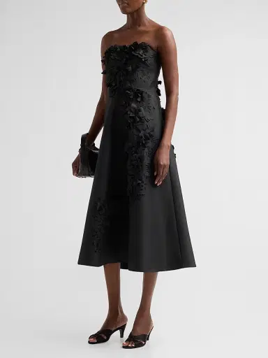 BADGLEY MISCHKA Women's Floral Applique Strapless Cocktail Dress | Thumbnail 4 BADGLEY MISCHKA Women's Floral Applique Strapless Cocktail Dress | Thumbnail 4