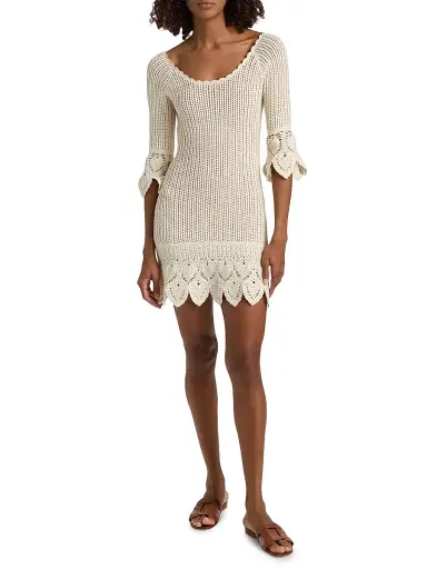 LoveShackFancy Women's Krisella Crochet-Knit Cotton Minidress - | Thumbnail 2 LoveShackFancy Women's Krisella Crochet-Knit Cotton Minidress - | Thumbnail 2