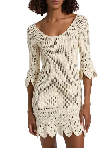 LoveShackFancy Women's Krisella Crochet-Knit Cotton Minidress - | Thumbnail 3 LoveShackFancy Women's Krisella Crochet-Knit Cotton Minidress - | Thumbnail 3