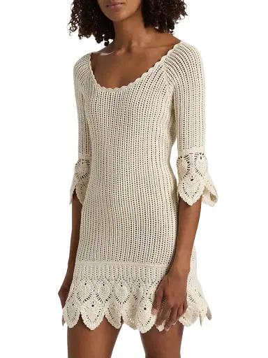 LoveShackFancy Women's Krisella Crochet-Knit Cotton Minidress - | Thumbnail 4 LoveShackFancy Women's Krisella Crochet-Knit Cotton Minidress - | Thumbnail 4
