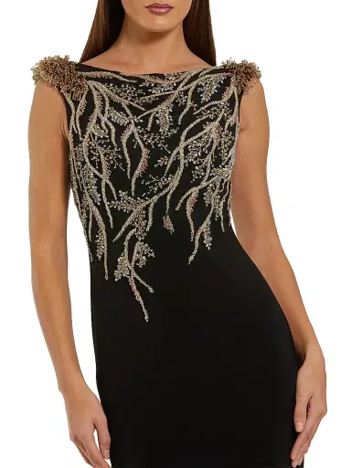 Mac Duggal Women's Branch-Embellished Jersey Column Gown | Thumbnail 3 Mac Duggal Women's Branch-Embellished Jersey Column Gown | Thumbnail 3