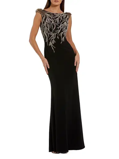 Mac Duggal Women's Branch-Embellished Jersey Column Gown | Thumbnail 1 Mac Duggal Women's Branch-Embellished Jersey Column Gown | Thumbnail 1