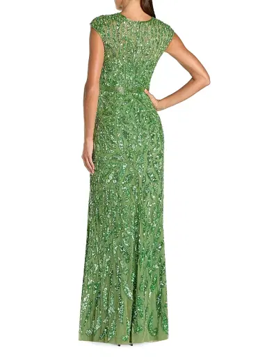 Mac Duggal Women's Embellished Illusion Cap-Sleeve Column Gown | Thumbnail 2 Mac Duggal Women's Embellished Illusion Cap-Sleeve Column Gown | Thumbnail 2