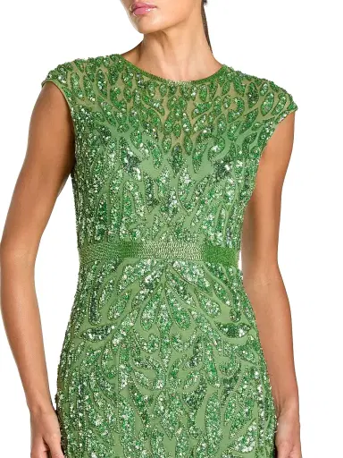 Mac Duggal Women's Embellished Illusion Cap-Sleeve Column Gown | Thumbnail 3 Mac Duggal Women's Embellished Illusion Cap-Sleeve Column Gown | Thumbnail 3