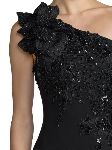 Mac Duggal Women's Flower Sequin One-Shoulder Jersey Gown | Thumbnail 3 Mac Duggal Women's Flower Sequin One-Shoulder Jersey Gown | Thumbnail 3
