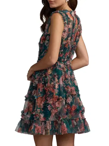 Mac Duggal Women's Floral Micro Ruffle Minidress | Thumbnail 2 Mac Duggal Women's Floral Micro Ruffle Minidress | Thumbnail 2