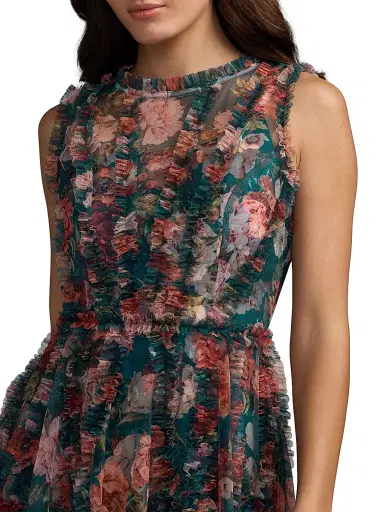 Mac Duggal Women's Floral Micro Ruffle Minidress | Thumbnail 3 Mac Duggal Women's Floral Micro Ruffle Minidress | Thumbnail 3