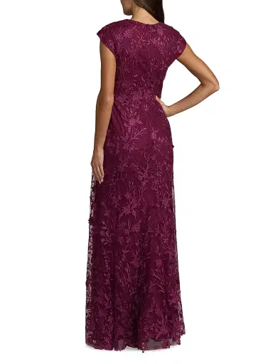 Mac Duggal Women's Floral Appliqué Surplice Neck Gown - Amethyst - Size 18 | Thumbnail 2 Mac Duggal Women's Floral Appliqué Surplice Neck Gown - Amethyst - Size 18 | Thumbnail 2