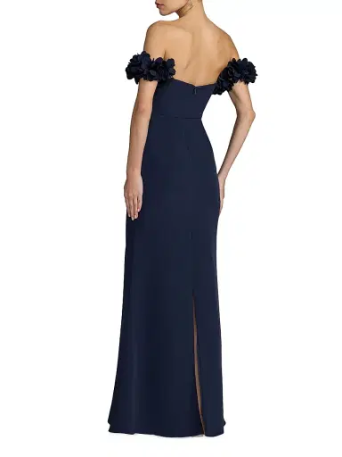 Mac Duggal Women's Crepe 3D Flower Off-The-Shoulder Gown | Thumbnail 2 Mac Duggal Women's Crepe 3D Flower Off-The-Shoulder Gown | Thumbnail 2