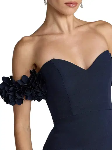 Mac Duggal Women's Crepe 3D Flower Off-The-Shoulder Gown | Thumbnail 3 Mac Duggal Women's Crepe 3D Flower Off-The-Shoulder Gown | Thumbnail 3