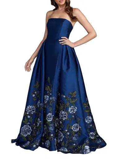 Mac Duggal Women's Embroidered Mikado Strapless Gown | Thumbnail 1 Mac Duggal Women's Embroidered Mikado Strapless Gown | Thumbnail 1