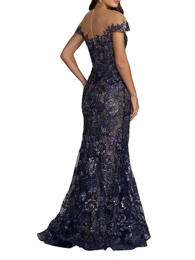 Mac Duggal Women's Embellished Lace Trumpet Gown | Thumbnail 2 Mac Duggal Women's Embellished Lace Trumpet Gown | Thumbnail 2