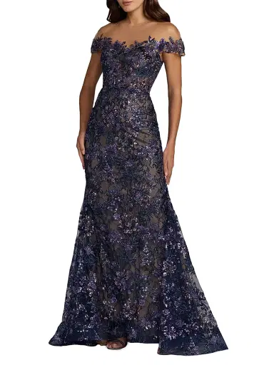 Mac Duggal Women's Embellished Lace Trumpet Gown | Thumbnail 1 Mac Duggal Women's Embellished Lace Trumpet Gown | Thumbnail 1
