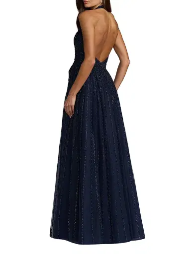 Mac Duggal Women's Beaded Mesh Fit-&-Flare Gown | Thumbnail 2 Mac Duggal Women's Beaded Mesh Fit-&-Flare Gown | Thumbnail 2