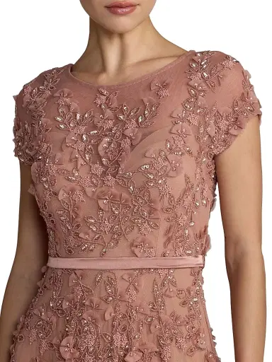 Mac Duggal Women's Embellished Mesh A-Line Cocktail Dress | Thumbnail 3 Mac Duggal Women's Embellished Mesh A-Line Cocktail Dress | Thumbnail 3