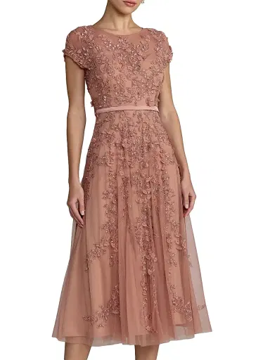 Mac Duggal Women's Embellished Mesh A-Line Cocktail Dress | Thumbnail 1 Mac Duggal Women's Embellished Mesh A-Line Cocktail Dress | Thumbnail 1