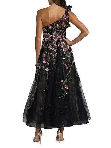 Mac Duggal Women's Beaded Floral-Embroidered One-Shoulder Cocktail Dress - Black Multi - Size 16 | Thumbnail 2 Mac Duggal Women's Beaded Floral-Embroidered One-Shoulder Cocktail Dress - Black Multi - Size 16 | Thumbnail 2