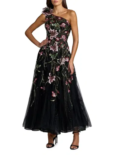 Mac Duggal Women's Beaded Floral-Embroidered One-Shoulder Cocktail Dress | Thumbnail 1 Mac Duggal Women's Beaded Floral-Embroidered One-Shoulder Cocktail Dress | Thumbnail 1