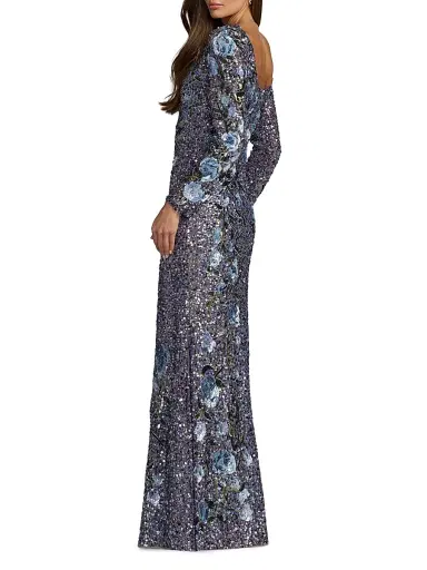 Mac Duggal Women's Floral Beaded Mesh Gown | Thumbnail 2 Mac Duggal Women's Floral Beaded Mesh Gown | Thumbnail 2
