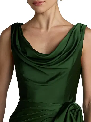 Mac Duggal Women's Charmeuse Sleeveless Cowlneck Gown | Thumbnail 3 Mac Duggal Women's Charmeuse Sleeveless Cowlneck Gown | Thumbnail 3