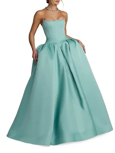 Mac Duggal Women's Exaggerated-Hip Satin Strapless Gown | Thumbnail 1 Mac Duggal Women's Exaggerated-Hip Satin Strapless Gown | Thumbnail 1