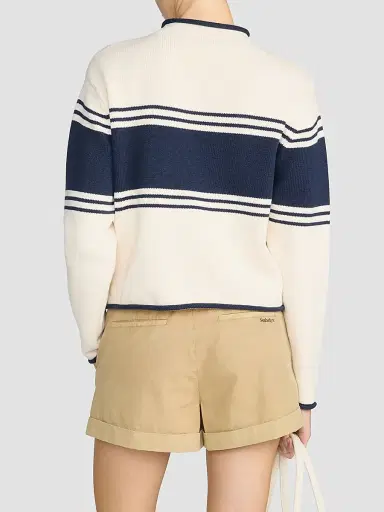 Frame Women's x Sotheby's Rolled Cotton Sweater - Cream Multi - Size XL | Thumbnail 3 Frame Women's x Sotheby's Rolled Cotton Sweater - Cream Multi - Size XL | Thumbnail 3