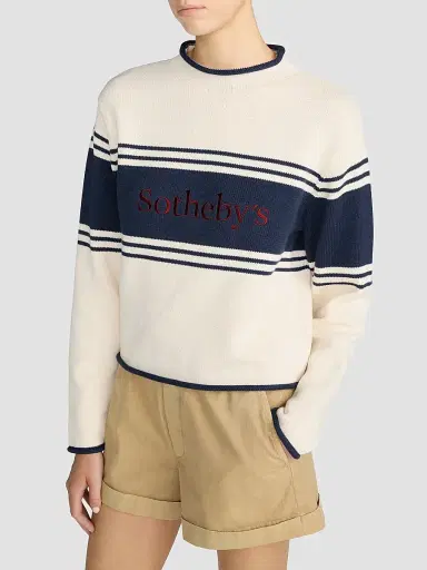 Frame Women's x Sotheby's Rolled Cotton Sweater - Cream Multi - Size XL | Thumbnail 7 Frame Women's x Sotheby's Rolled Cotton Sweater - Cream Multi - Size XL | Thumbnail 7