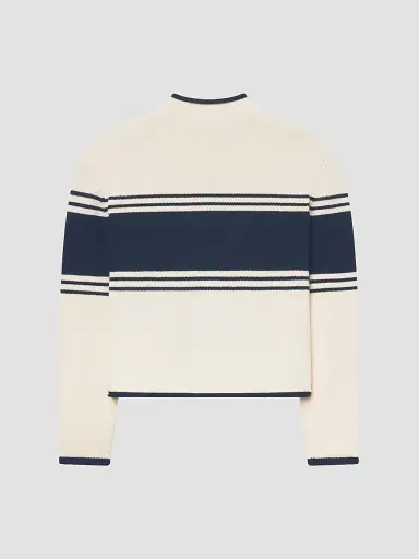 Frame Women's x Sotheby's Rolled Cotton Sweater - Cream Multi - Size XL | Thumbnail 8 Frame Women's x Sotheby's Rolled Cotton Sweater - Cream Multi - Size XL | Thumbnail 8