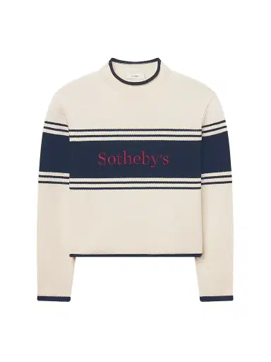 Frame Women's x Sotheby's Rolled Cotton Sweater - Cream Multi - Size XL | Thumbnail 1 Frame Women's x Sotheby's Rolled Cotton Sweater - Cream Multi - Size XL | Thumbnail 1