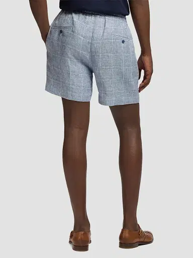 Ralph Lauren Purple Label Men's Glen Windowpane Plaid Flat-Front Linen Shorts - Blue Horizon | Thumbnail 3 Ralph Lauren Purple Label Men's Glen Windowpane Plaid Flat-Front Linen Shorts - Blue Horizon | Thumbnail 3