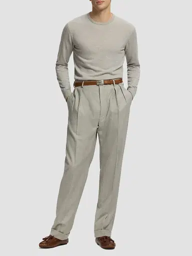 Ralph Lauren Purple Label Men's Wool Flannel Trousers - Pearl Grey | Thumbnail 2 Ralph Lauren Purple Label Men's Wool Flannel Trousers - Pearl Grey | Thumbnail 2